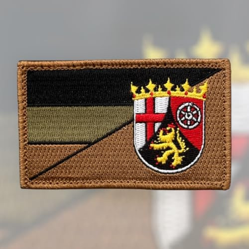 Deutschland Bundesländer Rheinland Pfalz Flaggen Subdued für Jäger, Bundeswehr, Schützen, Armee und einfach zum Sammeln mit Hakenklett für Rucksack, Jacke usw