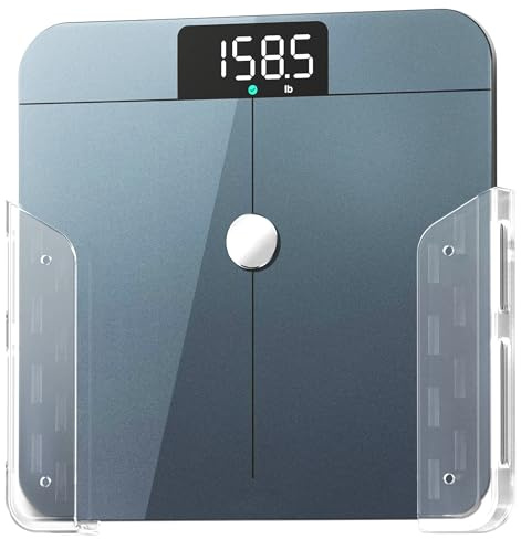 ELETIUO Wall-Mounted Scale Holder with Adhesive &Screws -Fits Most Digital Scales (Up to 1.2/30mm Thick),Anti-Slip Silicone Pads,Space-Saving Bathroom/Bedroom Organizer-Easy to Install, Clear