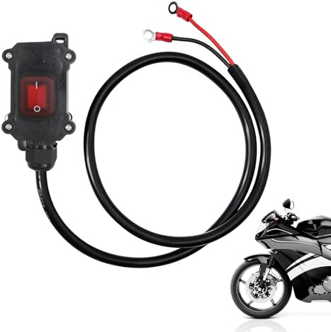 Interruttore di scollegamento della batteria per moto resistente, 12 V 24 V, impermeabile, con cavo isolato per un controllo sicuro della potenza su moto (30 cm)