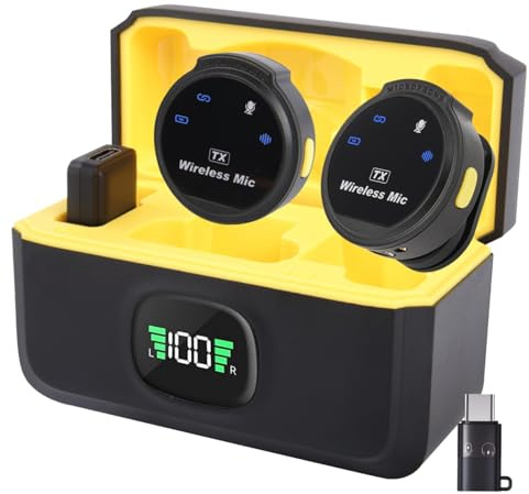 Nefuo Kabelloses Lavalier-Mikrofon für iPhone 15/16, iPad, Android, Ansteckmikrofon mit Magnetclip, Geräuschunterdrückung, 32 Stunden Akkulaufzeit mit Ladehülle, Mini-Mikrofon für Video, Vlog, YouTube