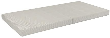 POKAR Matratze für Modulares Kindersofa | Faltmatratze 160x80x8 cm | Ergänzungselement für Spielsofa aus Schaumstoff mit Cord-Bezug | Oeko-Tex 100 Zertifiziert | Vanille Wölkchen