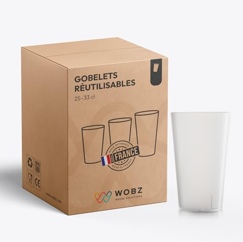 Wobz - Gobelet Plastique Transparent - 25 cl - Fabriqué En France - Polypropylène - Pack de 250