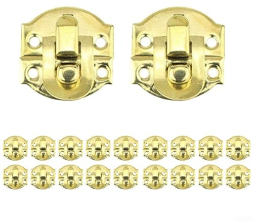 20 robuste Haspenverschlüsse im Retro-Stil zur Sicherung von Holzkisten, Schränken und Stämmen aus massivem Eisen für dauerhaften täglichen Gebrauch (gelb)