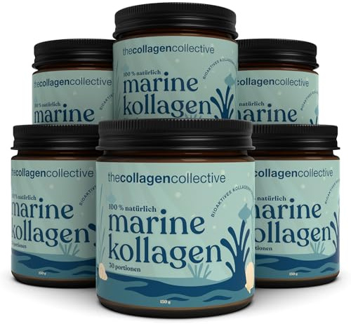 The Collagen Collective Marine Kollagen Pulver - hochdosiert bioaktivem Kollagen Hydrolysat - Premium Meereskollagen Typ I, rein und ohne Zusatzstoffe, laborgeprüfte Qualität (6 pack)