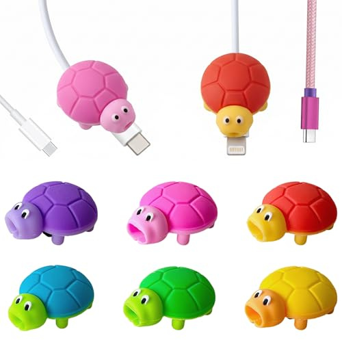 SWYZOR 6 Stück Kabelschutz Tiere,USB Ladekabel Schutz,Kabelbruch Schutz,Cable Protector,Tiere Kabel Silikon Protector, Ladekabel Saver,Kabelschutz Niedlichen Tierbeißen,für USB Ladekabelbruchschutz