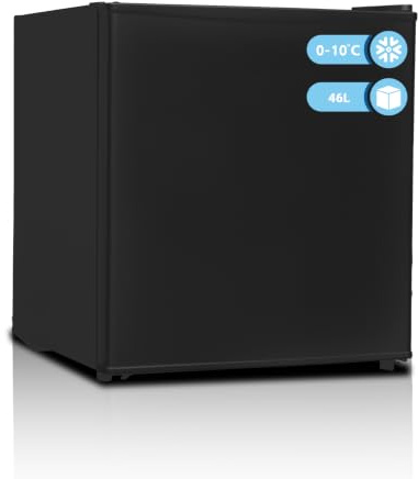 Techomey 220-240V Getränkekühlschrank mit Umkehrbare Tür, 45L,Leise Kühlschrank Klein 39dB, 0-10℃ Minikühlschrank für Hotel,Büro,Küche,Wohnungen,Schwarz