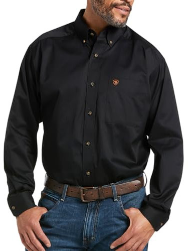 ARIAT Solid Twill Classic Fit Shirt Chemise, Noir, XXL Homme