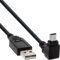 InLine 34130 USB 2.0 Mini-Kabel, Stecker A an Mini-B Stecker (5pol.) oben abgewinkelt 90°, schwarz, 3m