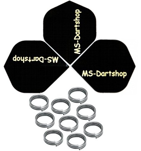 MS-DARTSHOP Federringe für Nylon Dartshäfte, 3 Satz = 9 Stück, incl. 1 Satz MS-DARTSHOP Flights