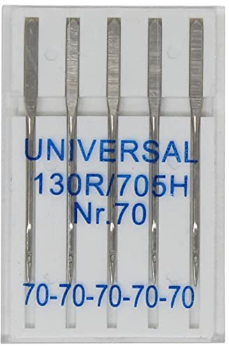 Nähmaschinennadeln Universal, 5 Nadeln Nm 70-130R/705H - geschliffener Flachkolben - Ideal für Webstoffe und die meisten Stoffarten, Futterstoffe (10013)