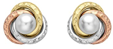 CARISSIMA Damen-Ohrringe 9 k (375) Tricolor Rundschliff China-Zuchtperle Perle