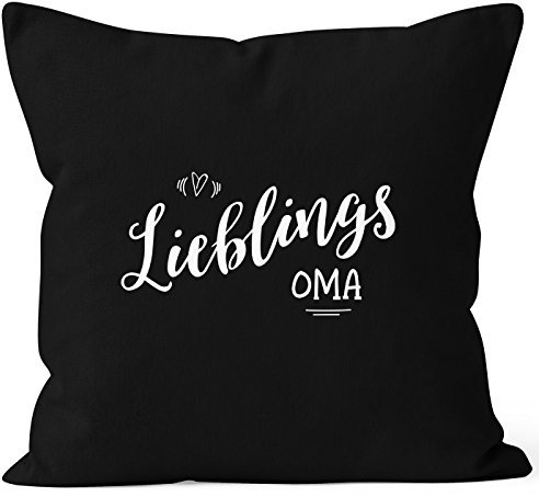 MoonWorks Kissenbezug Lieblingsoma Geschenk Familie Oma Großmutter Großeltern Family Kissen-Hülle Deko-Kissen 40x40 Baumwolle schwarz 40cm x 40cm