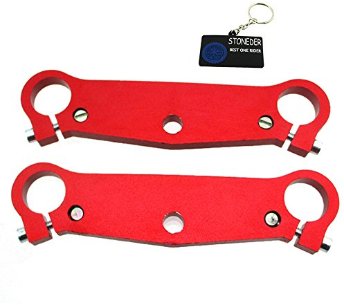 STONEDER Triple plaque de serrage pour fourche avant rouge pour mini moto chinoise à 2 temps 47 cc 49 cc Mini moto Pocket Bike Cags Mx-3 GP-RSR MTA1 MTA2 A1 A2 A3