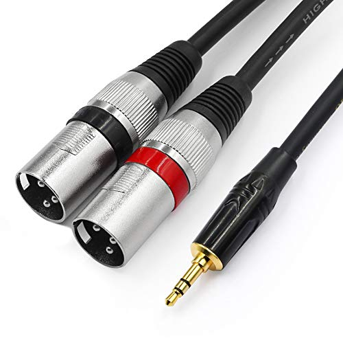 Tisino Mini Jack to Stereo XLR Cable, 3.5mm Aux to Twin XLR Male Stereo Y-Cable Breakout Lead Cord - 3m