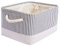 Mangata Foldable Storage Box, Thickened Fabric Storage Basket with Handles for Shelves Toy (M, Grey Stripe)
