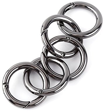 Keenso Schlüsselbund Karabinerhaken Set, 5 STK 27mm Karabiner Schnapphaken Zinklegierung Runde Federverschluss Schlüsselbund Schlüsselring Schnalle