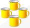 FUN FAN LINE - Set di tazze smaltate 350ml caffè/tè/calde/fredde, Tazze vintage da campeggio, picnic o viaggio, Design retrò colori pieni, Leggero, portatile e resistente. (Giallo, 4 tazze)