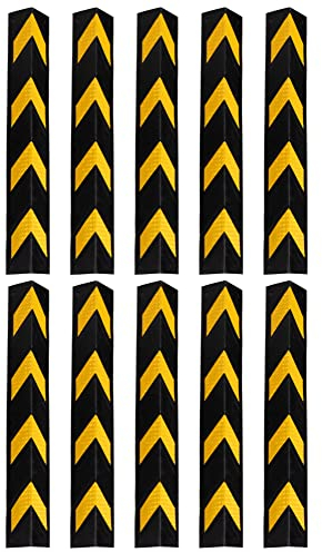Stagecaptain 10er Set KS-8010 Kantenschutz - Eckenschutz aus flexiblem Gummi - Länge: 78 cm - Mit Reflektoren - Schwarz/gelb
