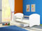CLAMARO 'Fantasia Basic' 180 x 80 Kinderbett Set inkl. Matratze, Lattenrost und mit Bettkasten Schublade, mit verstellbarem Rausfallschutz und Kantenschutzleisten - Farbe: Weiß/Weiß