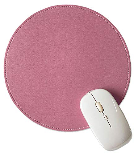 Doppelseitiges Mauspad, Office Mauspad mit genähter Kante, rutschfeste PU-Leder-Desktop-Mausmatte Wasserdicht für PC, Laptop, Homeoffice und Büro (Lila und Rosa)