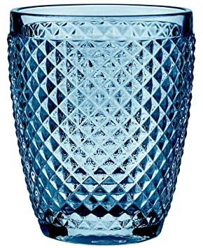 B'GHEST Set 6 uds. Diamante Vaso bajo Agua/Vino Fabricado en Vidrio. Capacidad 25 cl. Color:Azul Marino.