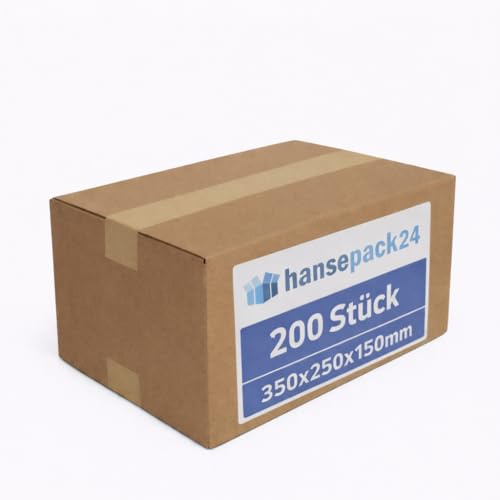 200 Stück 350x250x150mm Faltkarton Versandkarton Groß - Robuste Kartons Versand für Verpackungskartons, Kartons Versenden, Pappkartons - Versandkartons Kaufen, Karton Box, Verpackungsmaterial Karton