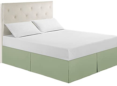 Cache Sommier, Skir De Cantonnière, Drap De Cantonnière De Base Plissée élastique De Literie, Entretien Facile, Skir De Lit en Poly Teint De Luxe (Green,King)