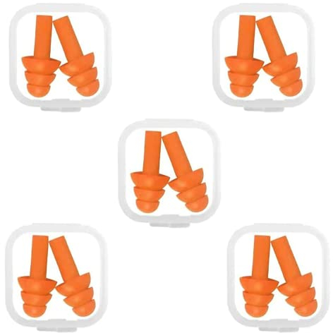 5 Paar Silikon Ohrstöpsel, Wiederverwendbare Ohrstöpsel, Wasserdichte Ohrstöpsel zum Schwimmen, Ohrstöpsel zum Schlafen, Geräuschreduzierende Ohrstöpsel für Arbeit, Studium, Laute Orte