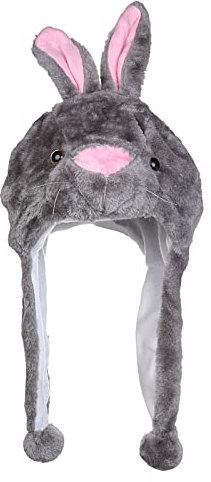 JK Home Mignon Bonnet Animal 3 en 1 Chapeau d'hiver Velours Echarpe Gants Cache Cou Oreilles Lapin Gris