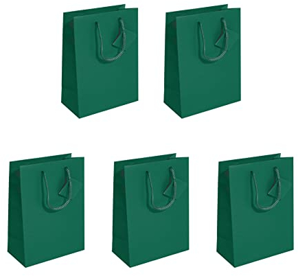 SIGEL GT501 Borsa regalo, media, 23 x 17 cm, opaco, verde scuro, 5 pezzi