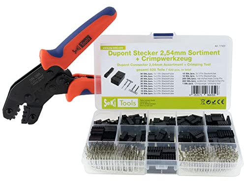 SeKi 620-teilig inkl. Crimpzange 0.25-1.0mm Buchsen Crimp Kontakte 1-6 PIN Dupont Stecker 2,54mm Sortiment + Zange 620 Teile, ohne