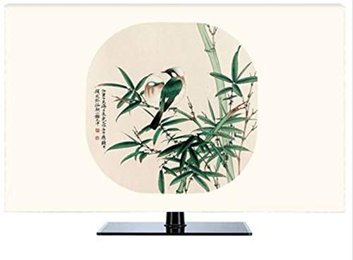 19 - 80 22 Inch 75 Inch Screen TV Cover Decorative Hood Curtain Painting Locus Waterproof Green Blue Tv cover (Color : Blue, Specification : 75 inch)