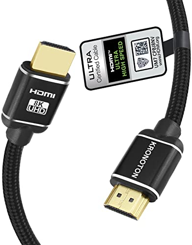HDSX KRONOTON Premium 8K/4K HDMI 2.1 Kabel, Länge 1,5m, Ultra High Speed mit Ethernet und HDMI Zertifikat für höchste Qualität, kompatibel mit Soundbar, TV, PS5, Xbox, Heimkino, ZERTIFIZIERT