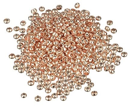 sourcing map 2000Pcs Round Crimp Beads, 2mm Crimp End Spacer Beads Tiny Stoppers for Bracelet Jewelry Making DIY, Rose Gold