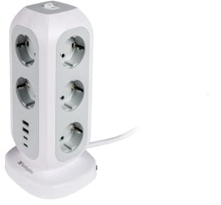 Verbatim EU Steckdosenturm 15-in-1, Mehrfachsteckdose mit 11 Euro-Steckdosen, 2 USB-C und 2 USB-A Anschlüssen, Multisteckdose mit Schalter und 2 m Verlängerungskabel, max. 3600 W
