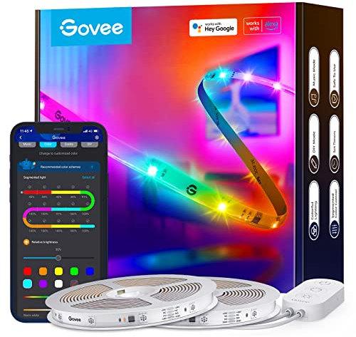 Govee RGBIC Alexa LED Strip Light, 20m Smart WiFi App Control, Alexa and Google Assistant Compatible, Music Sync LED Lights, 2 Rolls of 10M