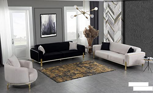 JV Möbel Luxus Garnitur Set Sofagarnitur 331 Sitz Sofa Sofas Sessel Stoff 3tlg. Sets Neu