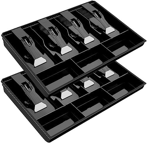 Hoteam 2 Pcs Cash Drawer Cash Drawer Tray Cash Tray Money Tray Cash Register Drawer Insert Tray with Plastic Clip, for Money Coin Storage(4 Bills 3 Coins)