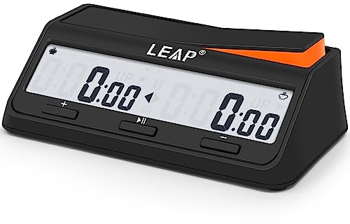 LEAP Chess Clock Upgraded Digital Clock Timer with Bonus & Delay Countdown Function for Chess and 2-Player Board Games New Black