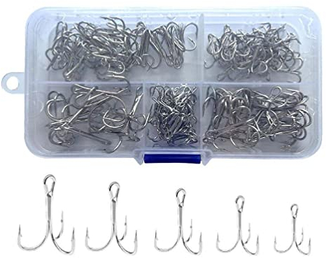 FackLOxc 120Pcs High Carbon Steel Treble Fishing Hooks 2# 6#8# 4# 10# Bent Treble Fishhooks Set Treble Hooks For Sea Fishing