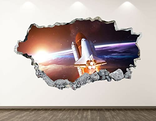 Wanddeko Space Shuttle Wandtattoo Art Deco 3D Smash Launch Raumschiff Aufkleber Bl267-45x68cm