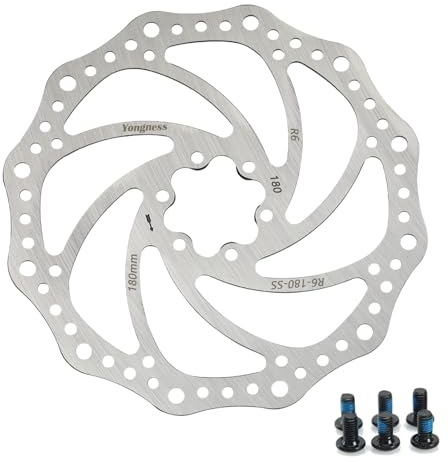 Yongness Rotor de disco de bicicleta 140 mm, 160 mm, 180 mm, 203 mm, rotor de disco de bicicleta con 6 pernos, adecuado para bicicleta de carretera, bicicleta de montaña, BMX MTB (Plata 160mm)