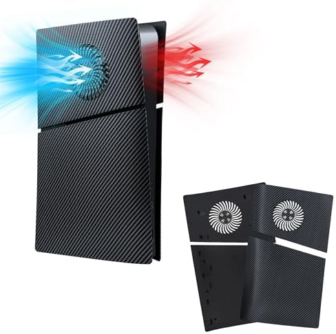 Mcbazel PS5 Slim Faceplate Remplacement ABS Housse de Protection de Façade Accessoires de Ventilation pour PS5 Slim Digital Edition - Fibre de Carbone(Non pour PS5/PS5 Pro)