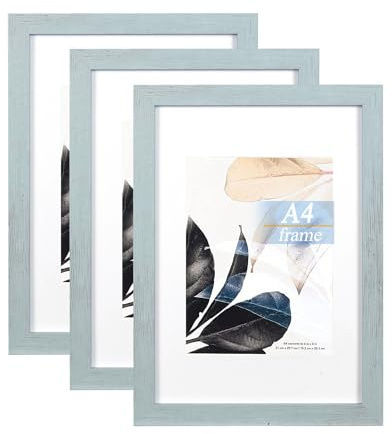 Blue Wooden Picture Frame A4 with Mount,Set of 3,A4 Frame,Picture Frame,Freestanding and Wall Mountable