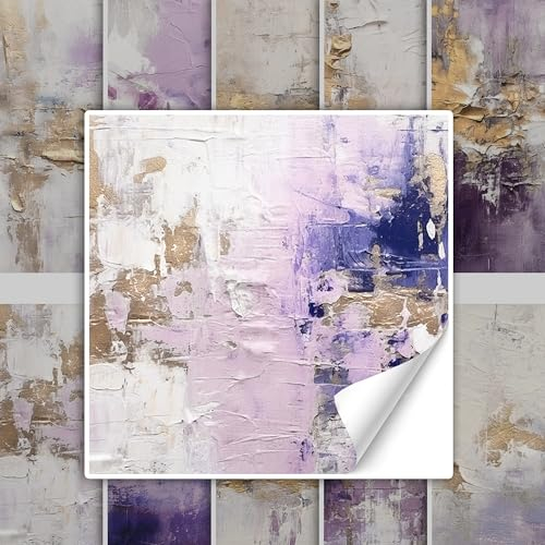 GRAZDesign Fliesenaufkleber Bad & Küche Gold violett Farben Muster Textur Klebefliesen selbstklebend - 15x15cm / 10 Stück