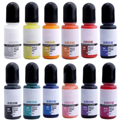 Saiyana 12 Farben, wasserlösliche Farbessenz, Gips-Pigment für kreative Wege, Böden, Fliesen, Gehwege, Zementzusatz