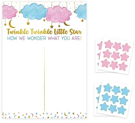 MULAIDI Gender Reveal Party Dekorationen Baby Geschlecht Enthüllung Spiel Abstimmung Poster mit Aufklebern Junge Mädchen für Familie Freund Babyparty Partyzubehör