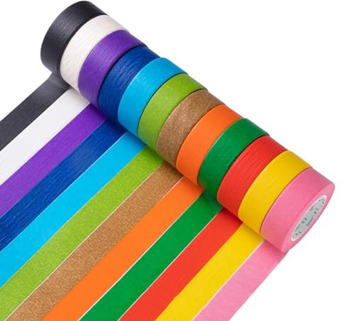 Buntes Klebeband, Washi Tape Set 12 Rollen Masking Painters Tape Kreppband Bunt Abdeckband Buntes Farbiges Klebeband Für Journaling (Breite 2 cm)