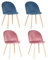 GrandCA HOME Set di 4 Sedie per Sala da Pranzo in Velluto, Sedie da Cucina Imbottite con Gambe in Metallo, per Soggiorno, Rosa+Blu