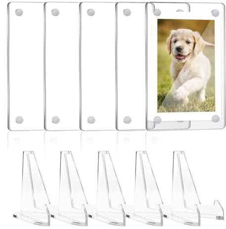 5 Pièces Mini Cadre Photo Transparent Acrylique Cadre Photo Magnétique (7 x 12 cm) avec Support Petit Cadre Photo pour Film Polaroid et Fujifilm pour Photos 3